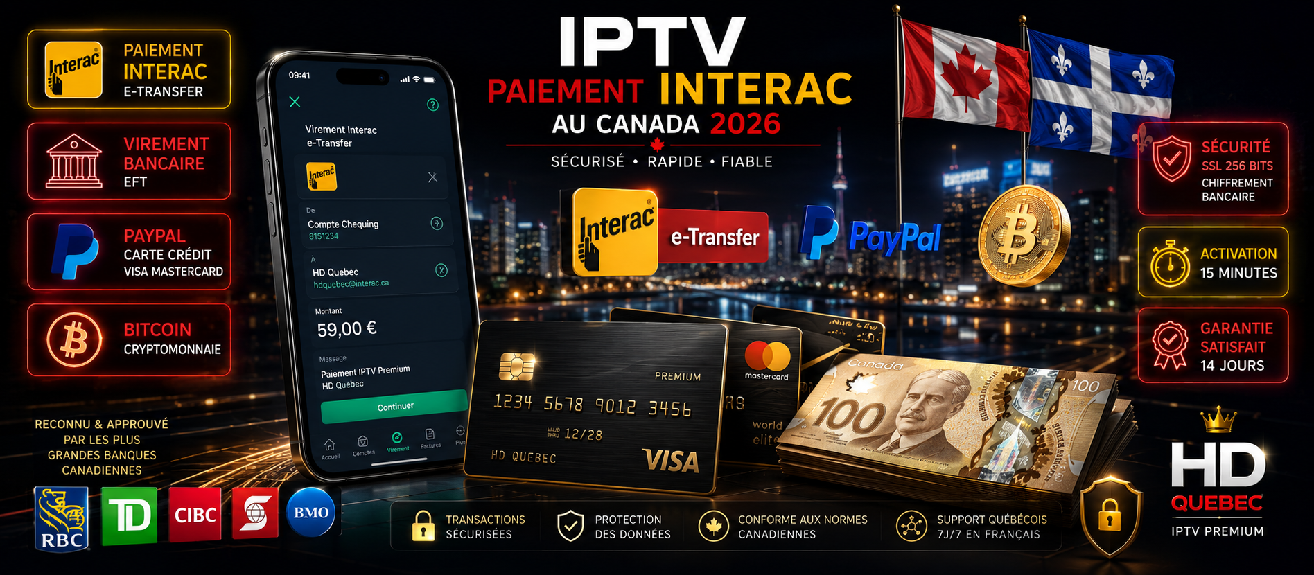IPTV paiement interac Canada