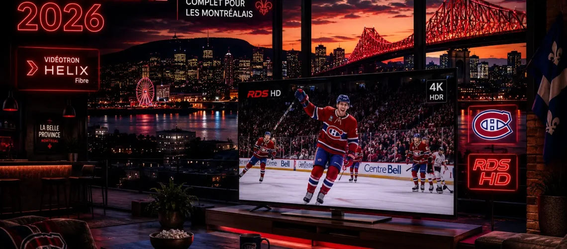 IPTV Montréal 2026 - Guide Canadiens RDS TVA Sports Vidéotron Helix chaînes québécoises 4K HDR Centre Bell Plateau Mont-Royal