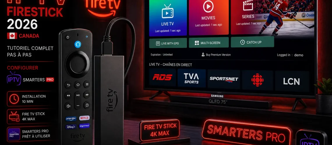 Installation IPTV Firestick 2026 - Tutoriel Amazon Fire TV Stick 4K Max Smarters Pro Downloader Xtream Codes configuration Canada Québec