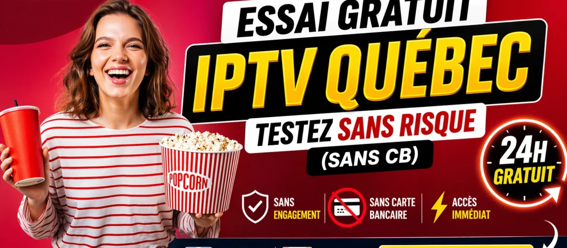 Essai gratuit IPTV Québec sans carte bancaire — Testez sans risque 24h