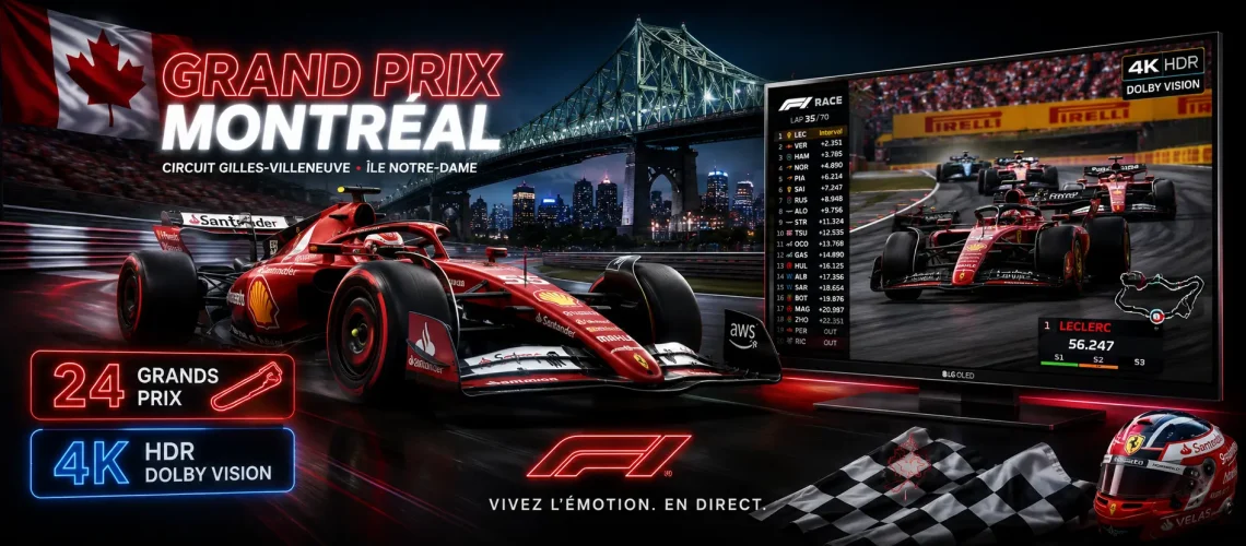 IPTV F1 Canada 2026 - Grand Prix Montréal circuit Gilles-Villeneuve Formule 1 direct 4K HDR RDS TSN Sky Sports F1 Verstappen Hamilton
